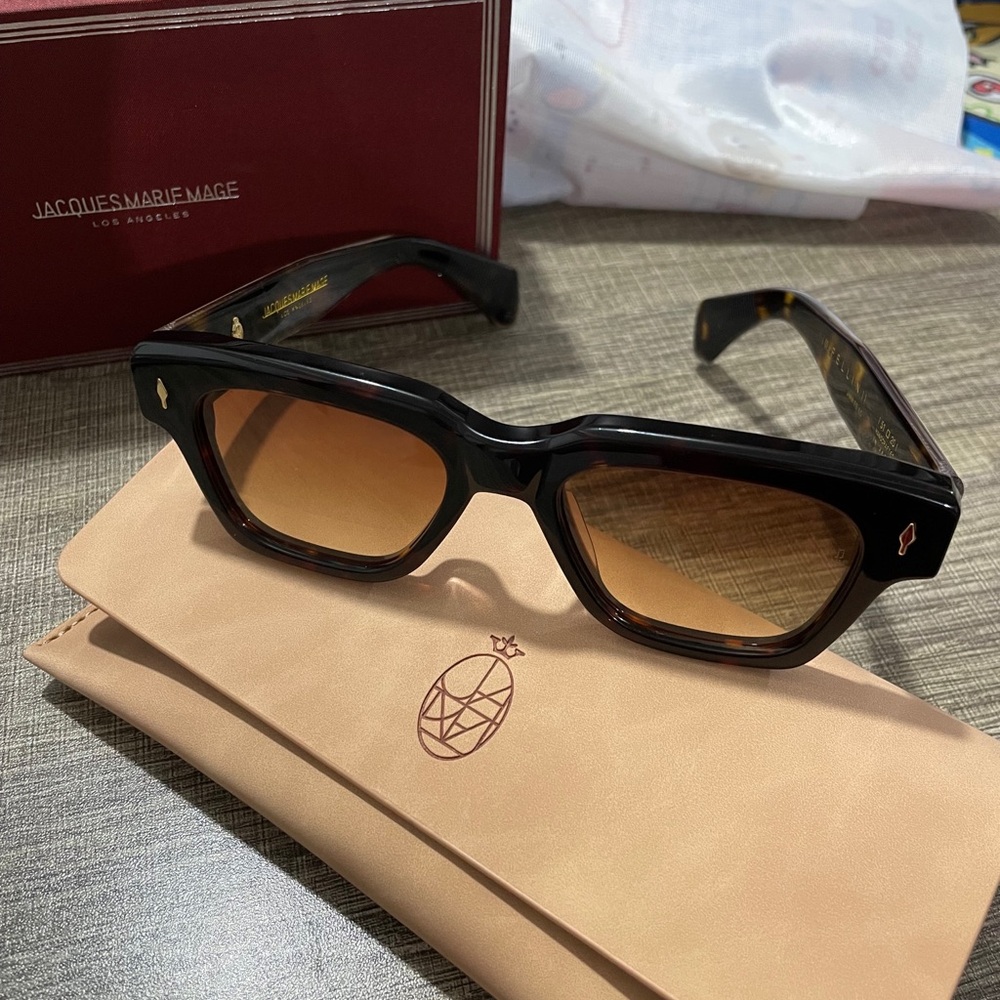 Jacques Marie Mage Men’s Black Sunglasses with Amber Lenses